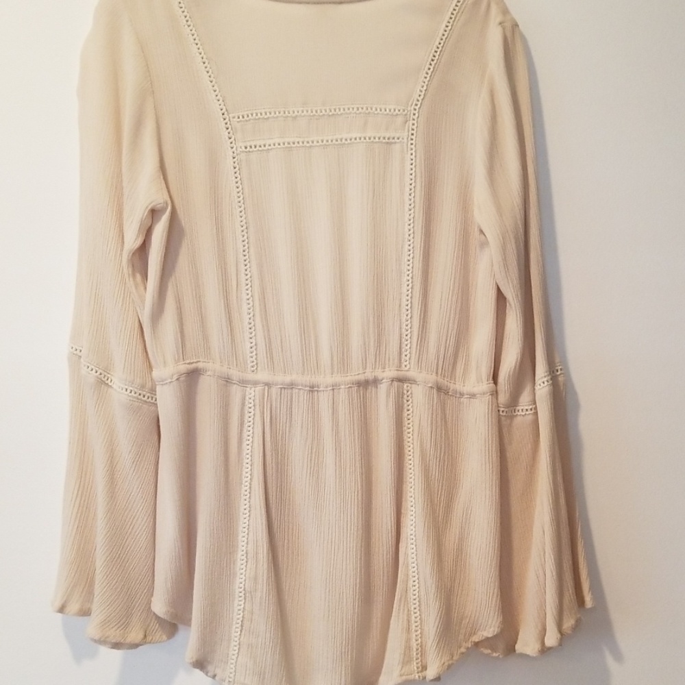 Boho White Bell Sleeve Festival Rodeo Western Wear CoverUp/Kimono - Picture 5 of 5